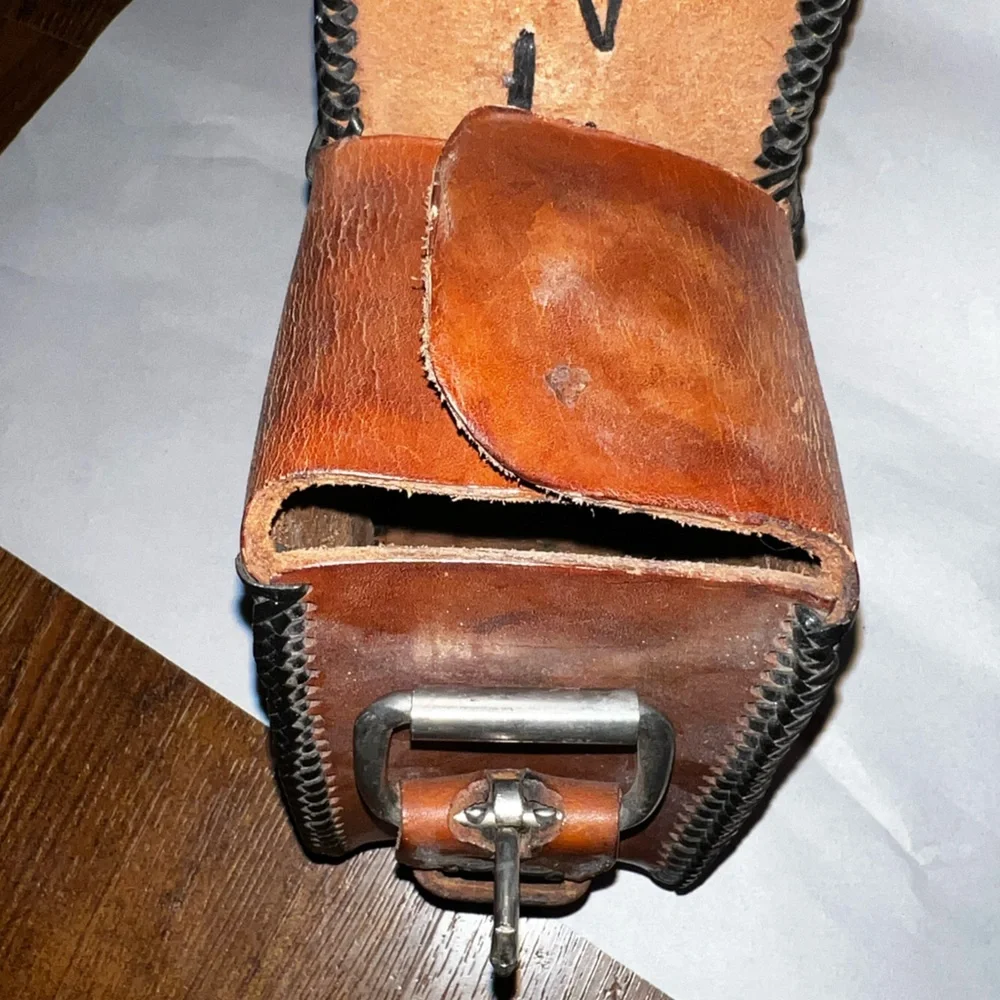 Vintage Belt Bag Handmade Brown Genuine Leather Buckle Bag Satchel Bag - Picture 11 of 15